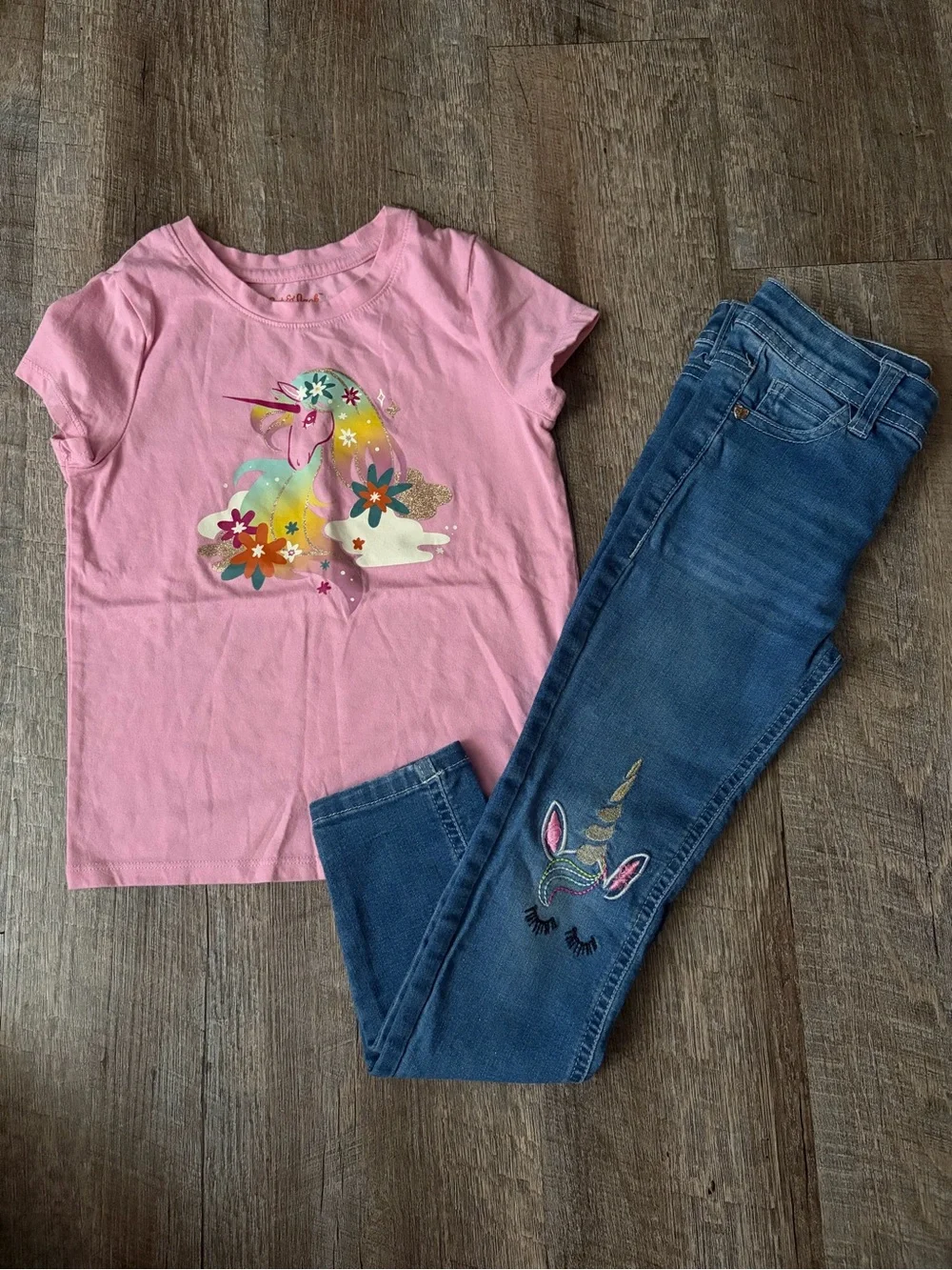 Cat & Jack Pink Unicorn Graphic Tee - Pastel Rainbow
